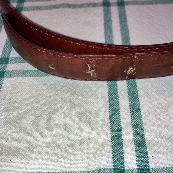 MEXICAN brown pattern leather men’s belt, 40” shows use on spaces $11 - Picture 4 of 5